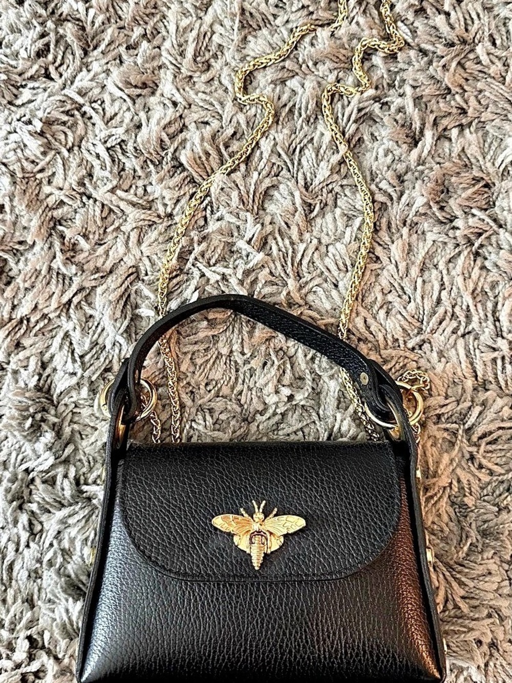 Pressman Black & Gold Bee Detail Shoulder Bag mini